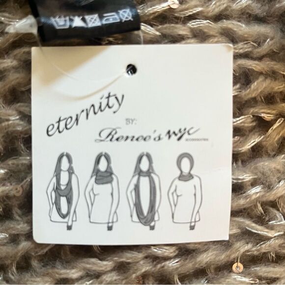 Renee’s NYC Accessories Sequin Beige Loose Knit Eternity Long Scarf - Picture 7 of 8